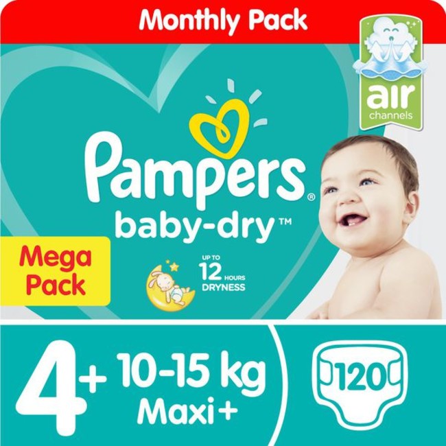 Compare Prices Pampers Baby Dry Size 4+ Mega Pack 120 Nappies