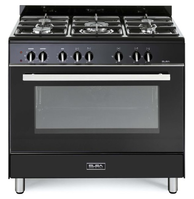 Compare Prices ELBA 90cm 5 Burner Gas Stove/Electric Oven Black