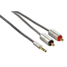 Hama Aluline Connecting Cable - 3.5 mm Stereo Jack Plug - 2x RCA Plug - 1M