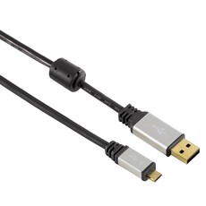 Hama USB 2.0 USB Micro Cable - Metal - 24K Gold-Plated - Double Shielded - 1.8M