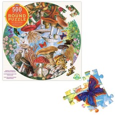 eeBoo Round Family Puzzle - Mushrooms & Butterflies (500 Piece)