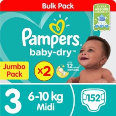 Pampers Baby Dry - Size 3 Twin Jumbo - 2x76 Nappies