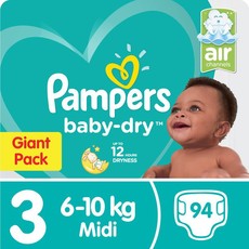 Pampers Baby Dry - Size 3 Giant Pack - 94 Nappies