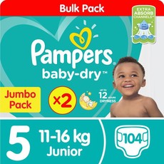 Pampers Baby Dry - Size 5 Twin Jumbo - 2x52 Nappies