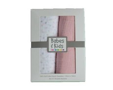 Babes and Kids 100% Cotton Muslin/Swaddle Blanket Gift Set - Pink