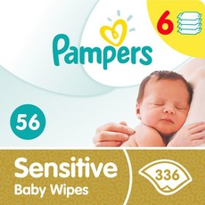 Pampers Sensitive Baby Wipes - 6 x 56 - 336 Wipes