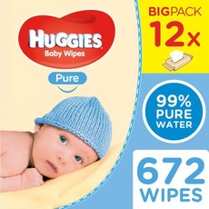 Huggies - Baby Pure - 672's Wipes 12 x 56