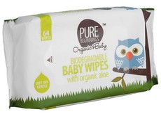 Pure Beginnings - Biodegradable Baby Wipes with Organic Aloe - White