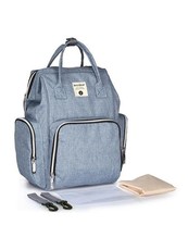 Iconix Nappy Bag Backpack with Wipe Case - Denim Grey