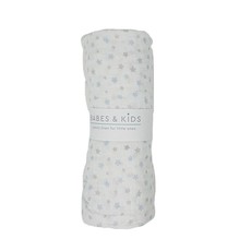 Babes & Kids | 100% Cotton Blue and Grey Stars Muslin Wrap (120x120cm)