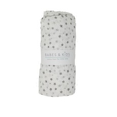 Babes & Kids | 100% Cotton Grey Stars Muslin Wrap (120x120cm)