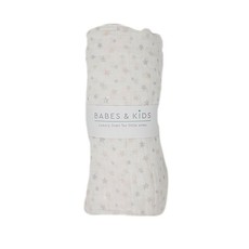 Babes & Kids | 100% Cotton Pink and Grey Stars Muslin Wrap (120x120cm)