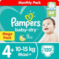 Pampers Baby Dry - Size 4+ Mega Pack - 120 Nappies
