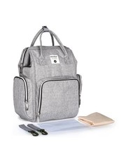Iconix Nappy Bag Backpack with Wipe Case - Light Grey