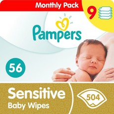 Pampers Sensitive Baby Wipes - 9 x 56 - 504 Wipes
