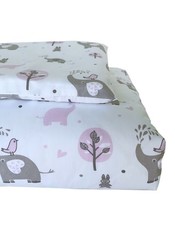 Cot Duvet Cover and Pillowcase - Baby Elephant - Pink