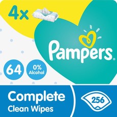 Pampers Complete Clean Baby Wipes - 4 x 64 - 256 Wipes