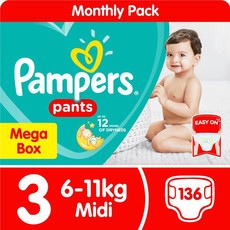 Pampers Pants - Size 3 Mega Box - 136 Nappies