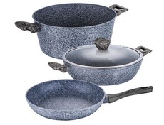 Berlinger Haus 4-Piece Marble Coating Forest Line Cookware Set - Smoked Wood