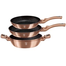 Berlinger Haus 3 Piece Marble Coating Cookware Set - Rose Gold Metallic Line