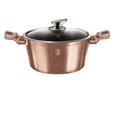 Berlinger Haus 20cm Marble Coating Casserole with Lid - Rose Gold Metallic Line