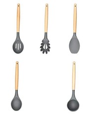 Kitchen Kult 5 Piece Bamboo & Silicone Cooking Tools