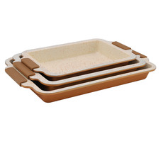 Royalty Line 3-Piece Marble Coating Roasting Pan Set - Copper