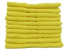 Towel-Bunty's Elegant 380 GSM Face Cloth 10Pc Pack - Yellow