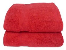 Bunty's Elegant 380 Zero Twist Bath Towel 380GSM (2 Piece Pack) Red