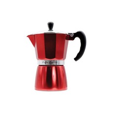 Regent 3-Cup Red & Silver Aluminium Espresso Maker