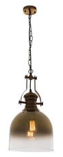 Bright Star Lighting Satin Brass Pendant with Faded Gold Colour Glass