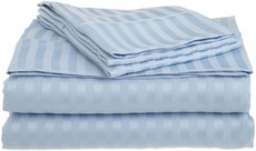 Savoy Collection 100% Cotton Pin Stripe Queen Bedsheet Set (Blue)