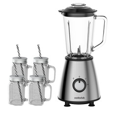 500W Stainless Steel Blender with 4 Mason jars