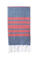 Turkish Bath / Beach Towel - Herringbone (100x180cm) - Navy and Red