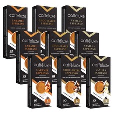 Caffeluxe Nespresso Compatible 90 Capsules Bulk Flavoured Coffee Selection