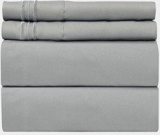 Wrinkle Resistant Double Sheet Set Grey 4 Piece Bedding