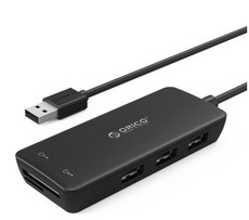 Orico 3 Port USB3.0 Hub With TF & SD Card Reader - Black