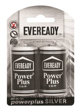Eveready D Power Plus Batteries - Black & Silver