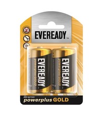 Eveready D Power Plus Batteries - Black & Gold