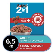 Bobtail - 2-in-1 - Moist Meaty Dog Food - Steak Flavour - 6.5kg
