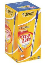 BIC Crystal Medium Xtra Life Ballpoint Pens - Blue (Box of 60)