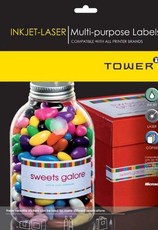 Tower: W106 Multi Purpose Inkjet-Laser Labels - Box of 100 Sheets