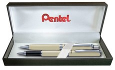 Pentel Sterling Gel Pen & Pencil Gift Set - Silver Barrel