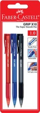 Faber-Castell Grip X10 1.0mm Ballpoint Pens - Assorted (Blister of 3)