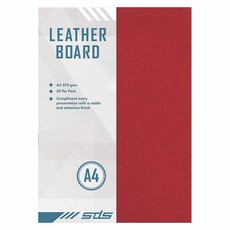 A4 270gsm Leather Grain Board Red - Pack of 50