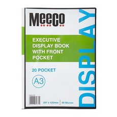 Meeco - A3 Executive Display Book With Front Pocket - Black