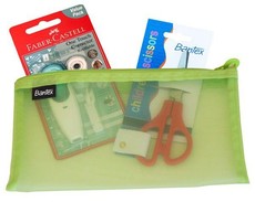 Bantex Green DL Mesh Bag with Scissor and Correction Tape
