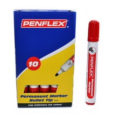 Penflex PM 15 Permanent Markers Bullet Tip Box-10 Red