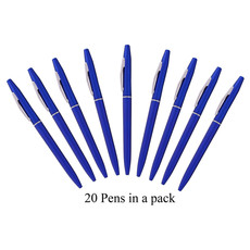 20 Slimline Pens in a Pack. with Black German Ink - Blue
