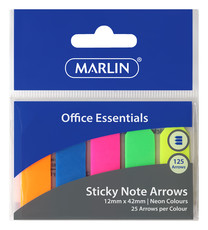 Marlin Sticky Note 12x42mm 125 Arrows Neon Colours